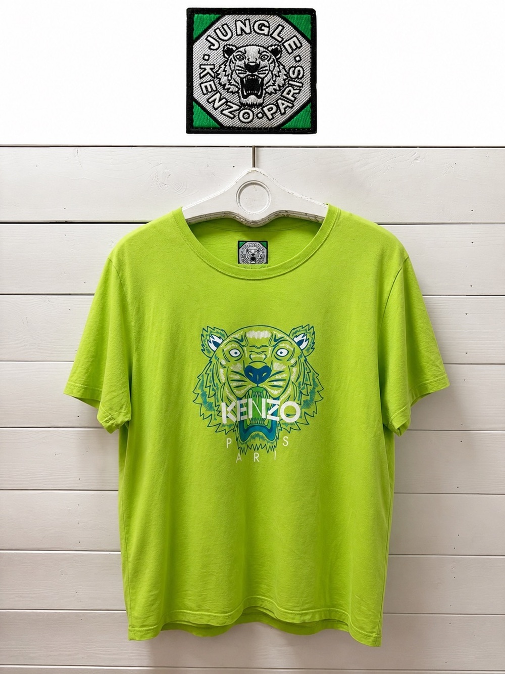 Kenzo Jungle Paris Graphic Tiger T-Shirt – Lime Green – Size L unisex